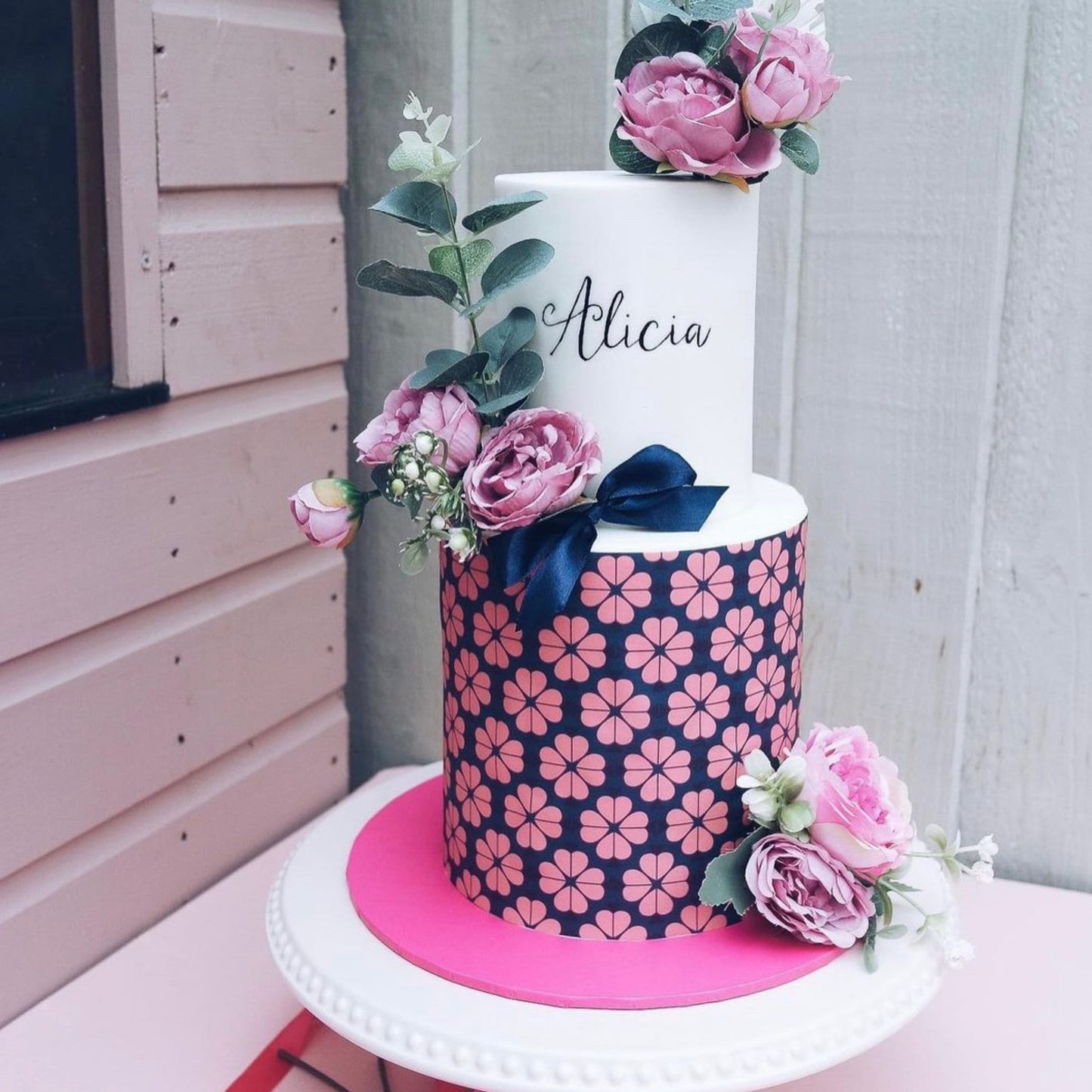 Pink Floral Icing Sheet